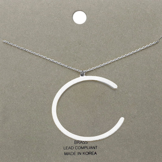 Madeline Love Rhodium, ~C~ -c- Brass Initial Monogram Metal Pendant Necklace - Necklaces