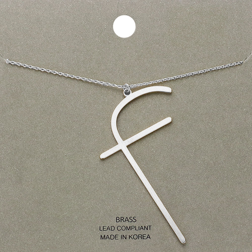 Madeline Love Rhodium, ~F~ -f- Brass Initial Monogram Metal Pendant Necklace - Necklaces