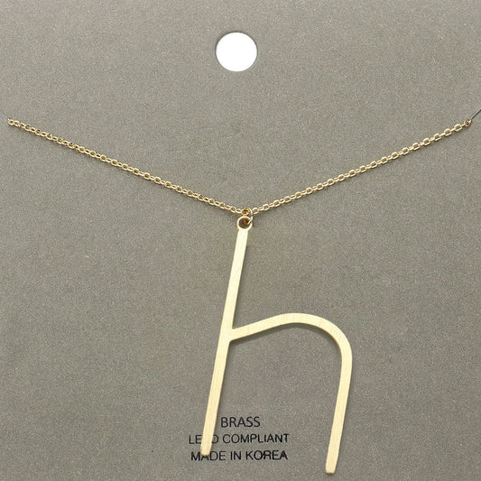 Madeline Love Gold, ~H~ -h- Brass Initial Monogram Metal Pendant Necklace - Necklaces