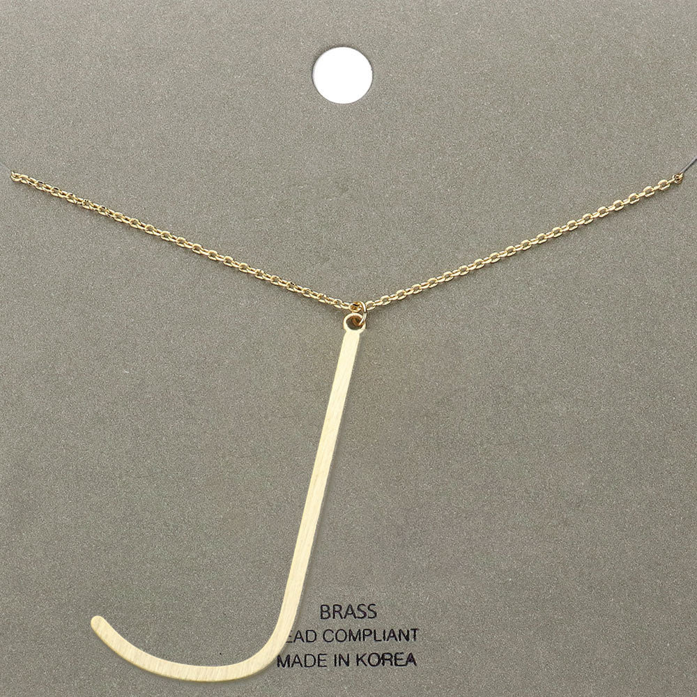 Madeline Love Gold, ~J~ -j- Brass Initial Monogram Metal Pendant Necklace - Necklaces