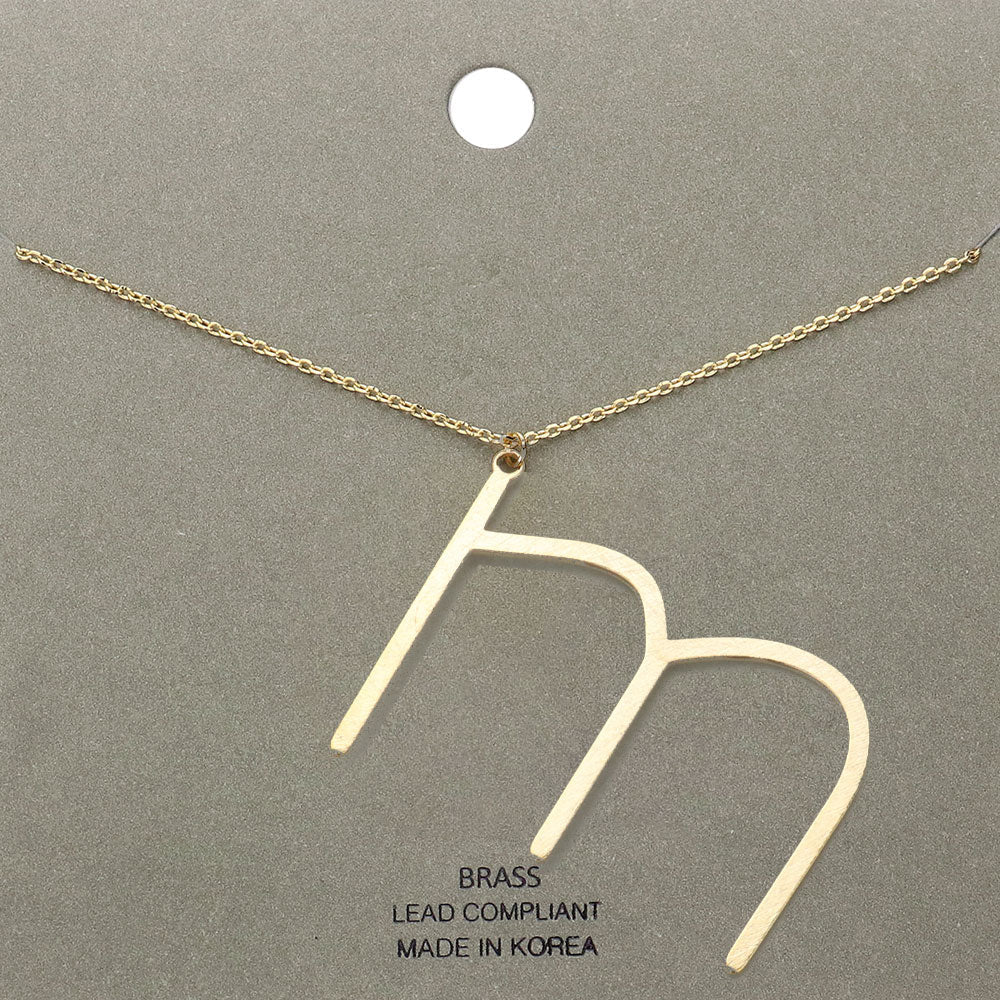 Madeline Love Gold, ~M~ -m- Brass Initial Monogram Metal Pendant Necklace - Necklaces