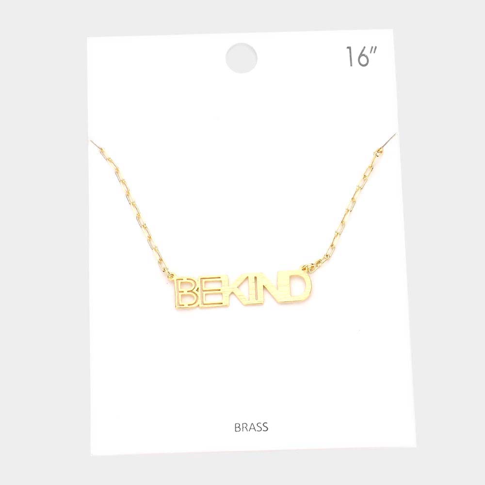 Madeline Love Gold BE KIND Brass Metal Message Pendant Necklace - Necklaces