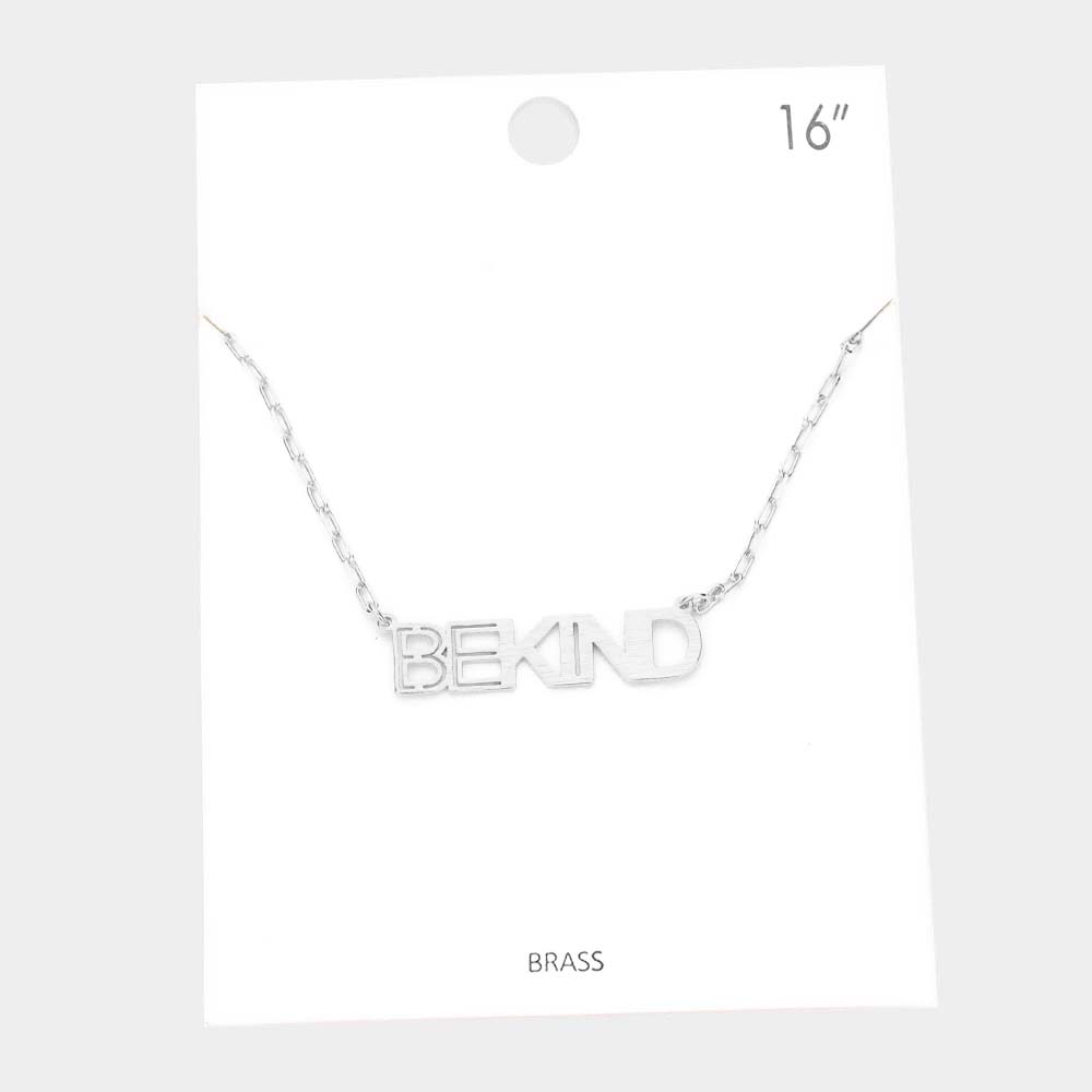 Madeline Love Silver BE KIND Brass Metal Message Pendant Necklace - Necklaces