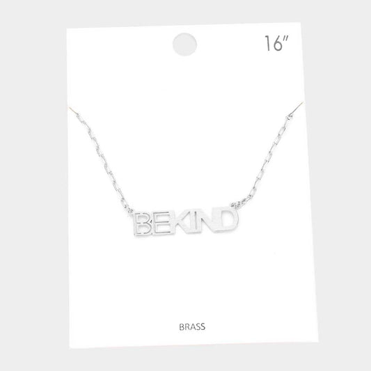 Madeline Love Silver BE KIND Brass Metal Message Pendant Necklace - Necklaces