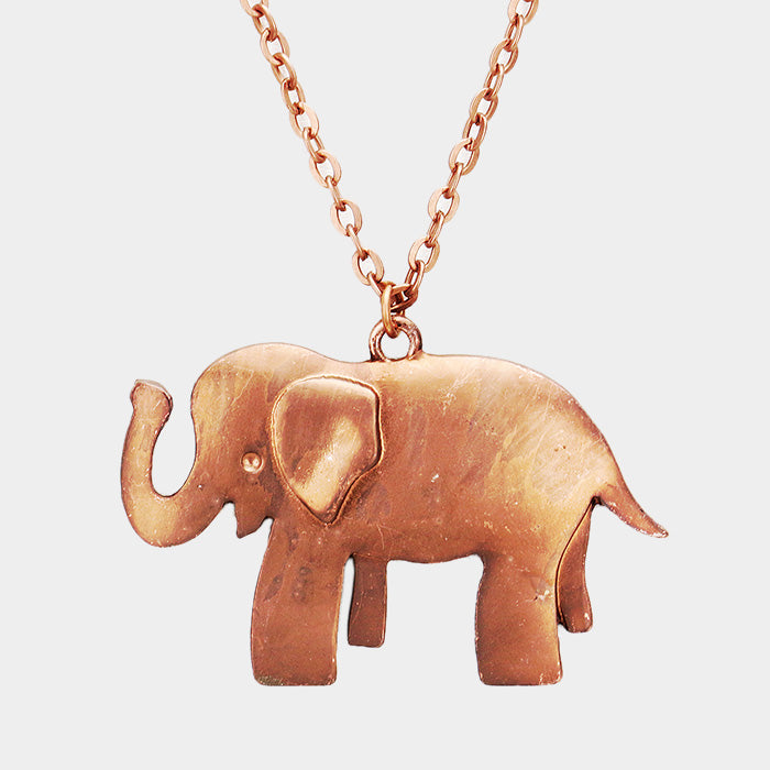 Madeline Love Copper Elephant pendant long necklace - Necklaces