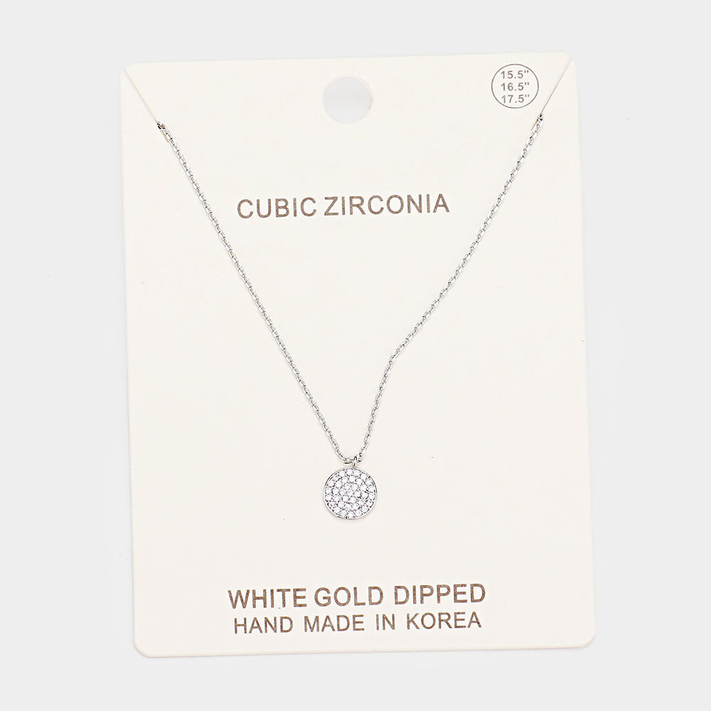Madeline Love Clear, Rhodium White Gold Dipped CZ Pave Pendant Necklace - Jewelry