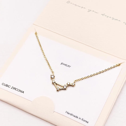 Madeline Love Gold Libra CZ Embellished Zodiac Sign Pendant Necklace - Jewelry
