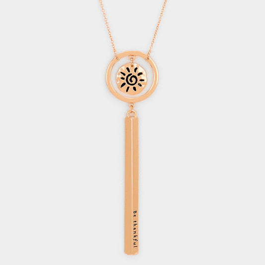 Madeline Love Rose Gold Be thankful _ Patterned Sun Necklace - Jewelry