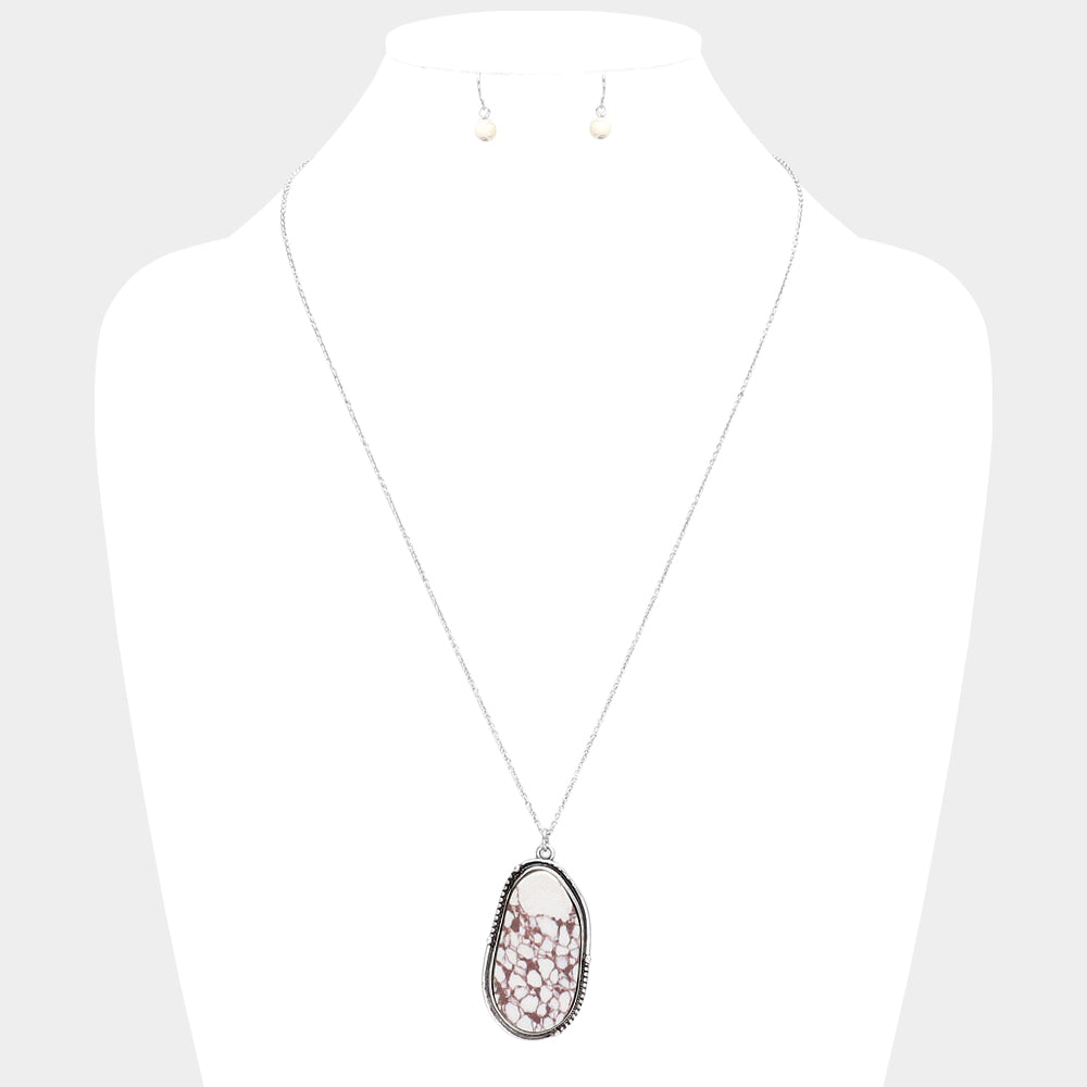 Madeline Love White Abstract Natural Stone Pendant Necklace - Necklaces