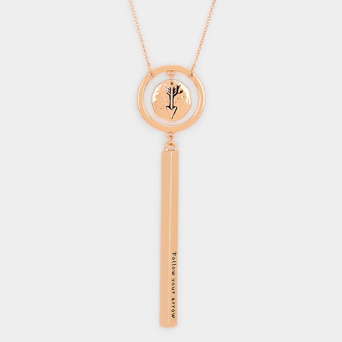 Madeline Love Rose Gold Follow your arrow _ Patterned Arrow Necklace - Jewelry