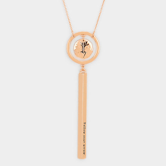 Madeline Love Rose Gold Follow your arrow _ Patterned Arrow Necklace - Jewelry