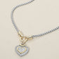 Madeline Love Two Tone 14K Gold Plated Two Tone CZ Stone Paved Heart Pendant Necklace