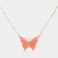 Madeline Love Coral, Neon Butterfly Druzy Pendant Necklace - Jewelry