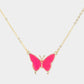 Madeline Love Fuchsia, Neon Butterfly Druzy Pendant Necklace - Jewelry