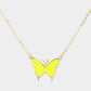 Madeline Love Neon, Yellow Butterfly Druzy Pendant Necklace - Jewelry