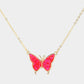 Madeline Love AB, Red Butterfly Druzy Pendant Necklace - Jewelry