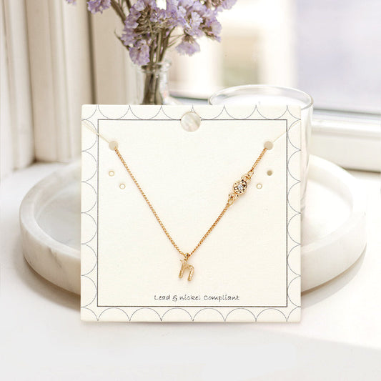 Madeline Love Gold N - Small Letter Initial Monogram Pendant Necklace with Crystal - Jewelry