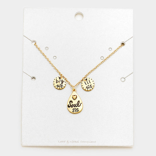 Madeline Love Worn Gold "Big Sister Little Sister" Soul Sisters Teardrop Necklace - Necklaces