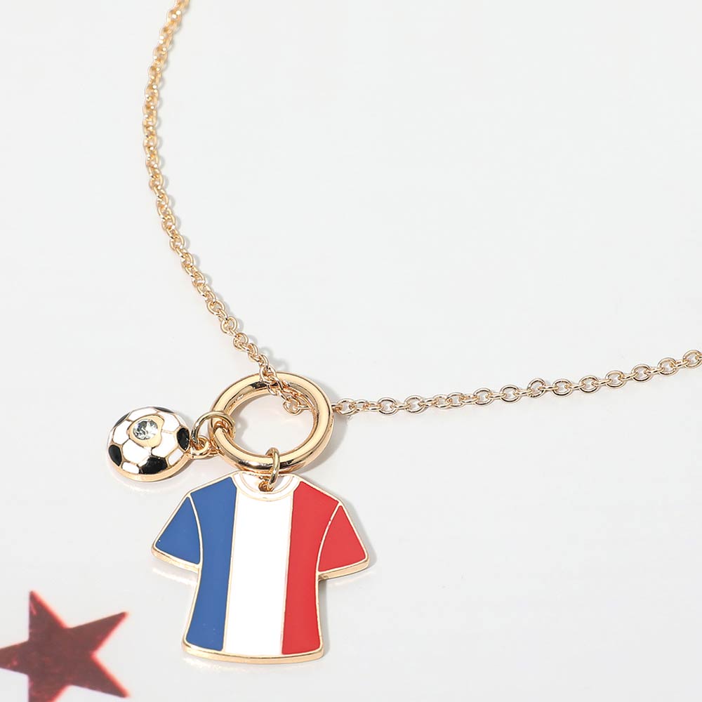 Madeline Love Blue, Red, White France Soccer Ball Jersey Charm Toggle Pendant Necklace - Sports & Events