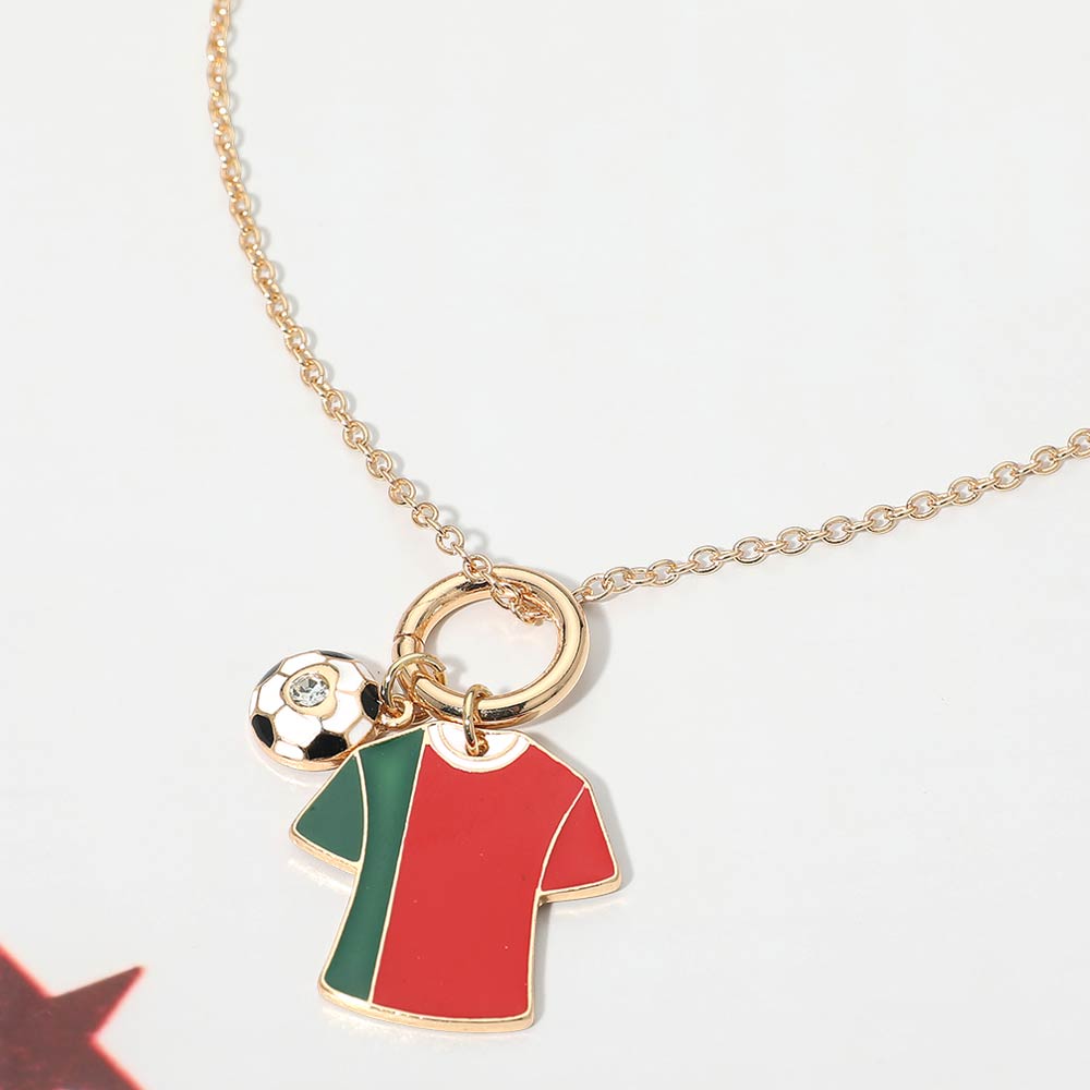 Madeline Love Green, Red Portugal Soccer Ball Jersey Charm Toggle Pendant Necklace - Sports & Events