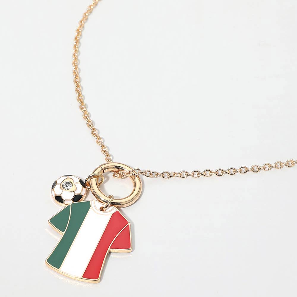 Madeline Love Green, Red, White Italy Soccer Ball Jersey Charm Toggle Pendant Necklace - Sports & Events