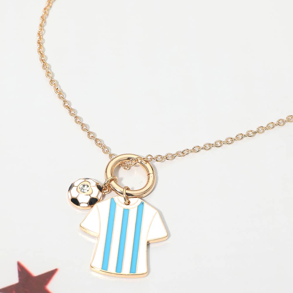 Madeline Love Blue, White Argentina Soccer Ball Jersey Charm Toggle Pendant Necklace - Sports & Events