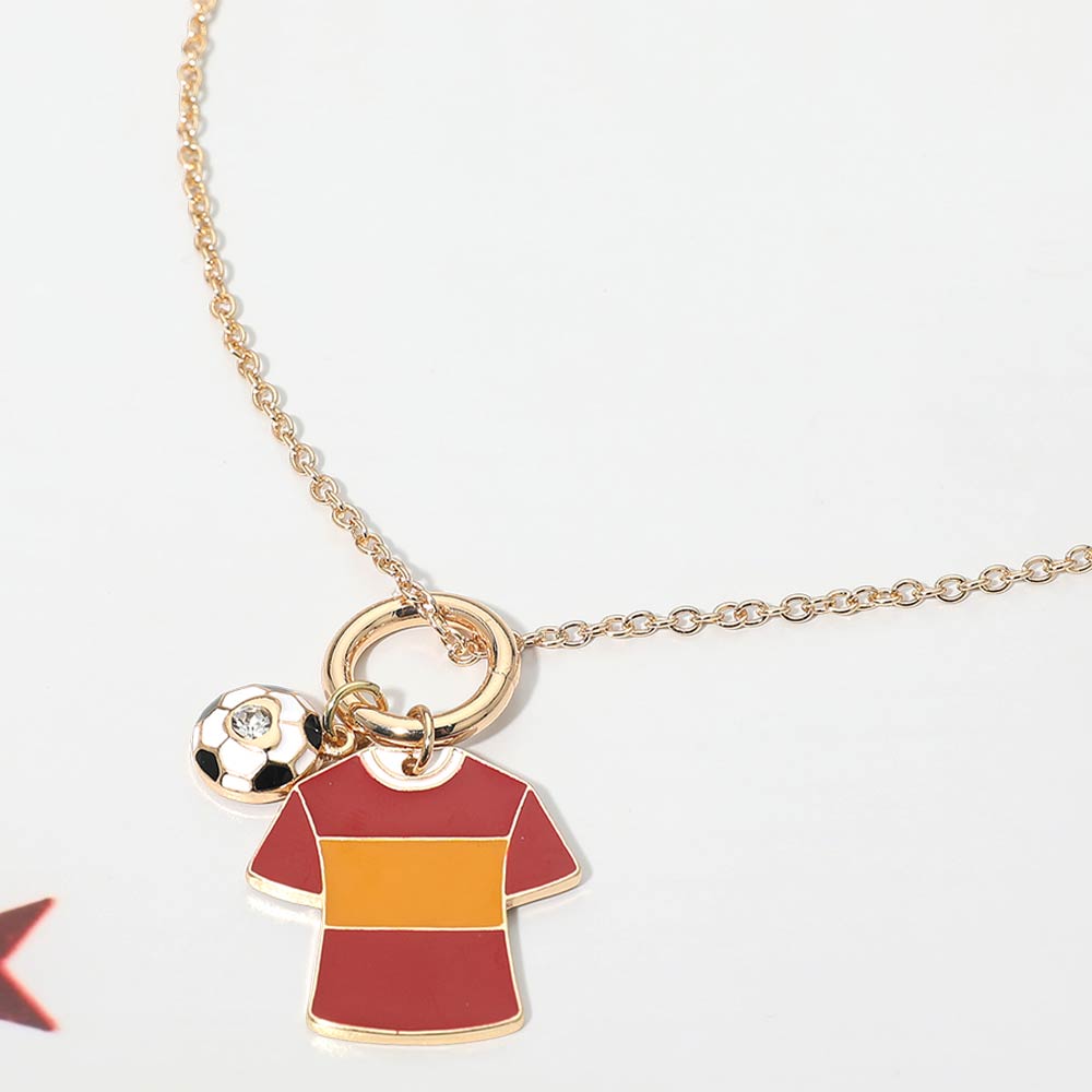 Madeline Love Orange, Red Spain Soccer Ball Jersey Charm Toggle Pendant Necklace - Sports & Events