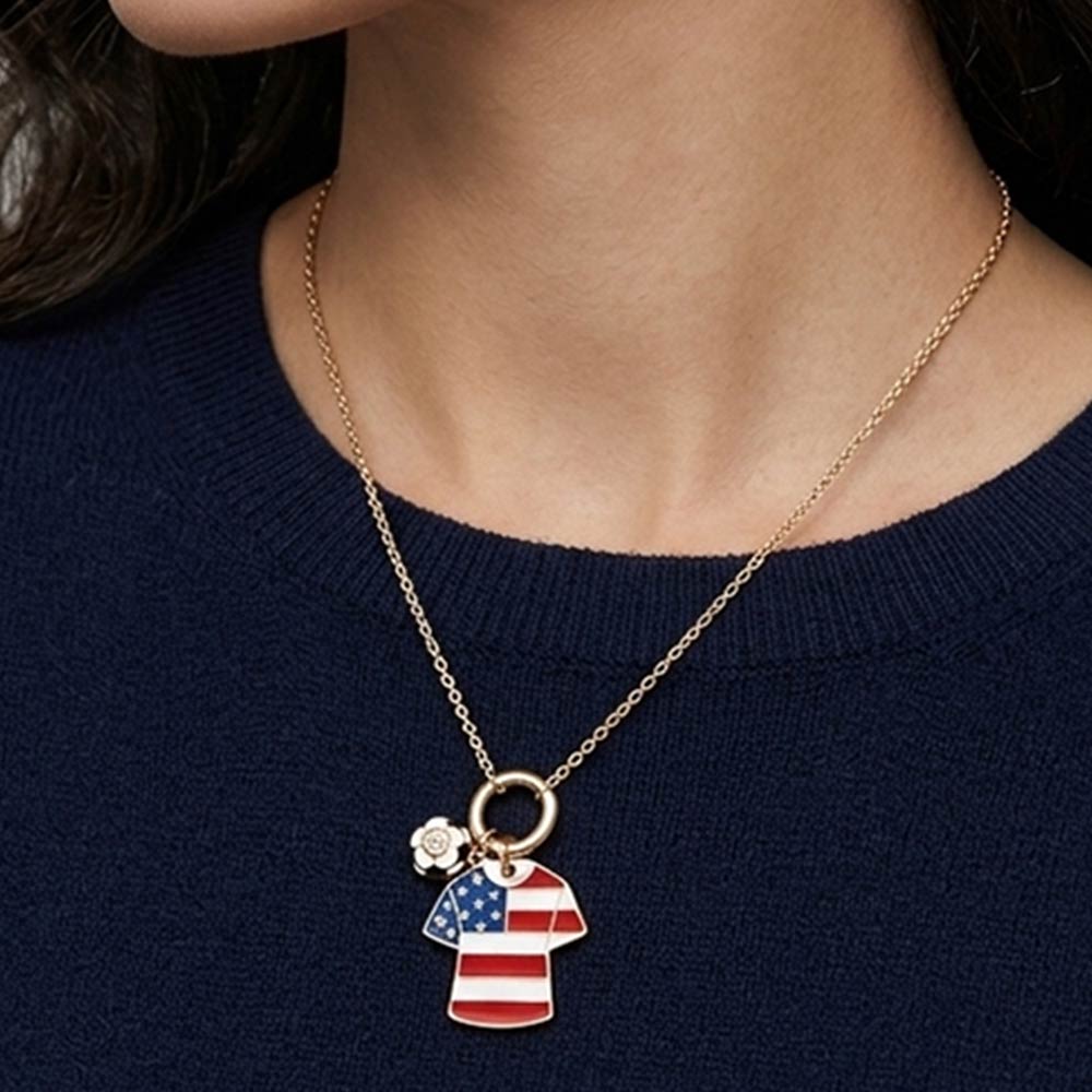 Madeline Love Blue, Red, White USA Soccer Ball Jersey Charm Toggle Pendant Necklace - Sports & Events