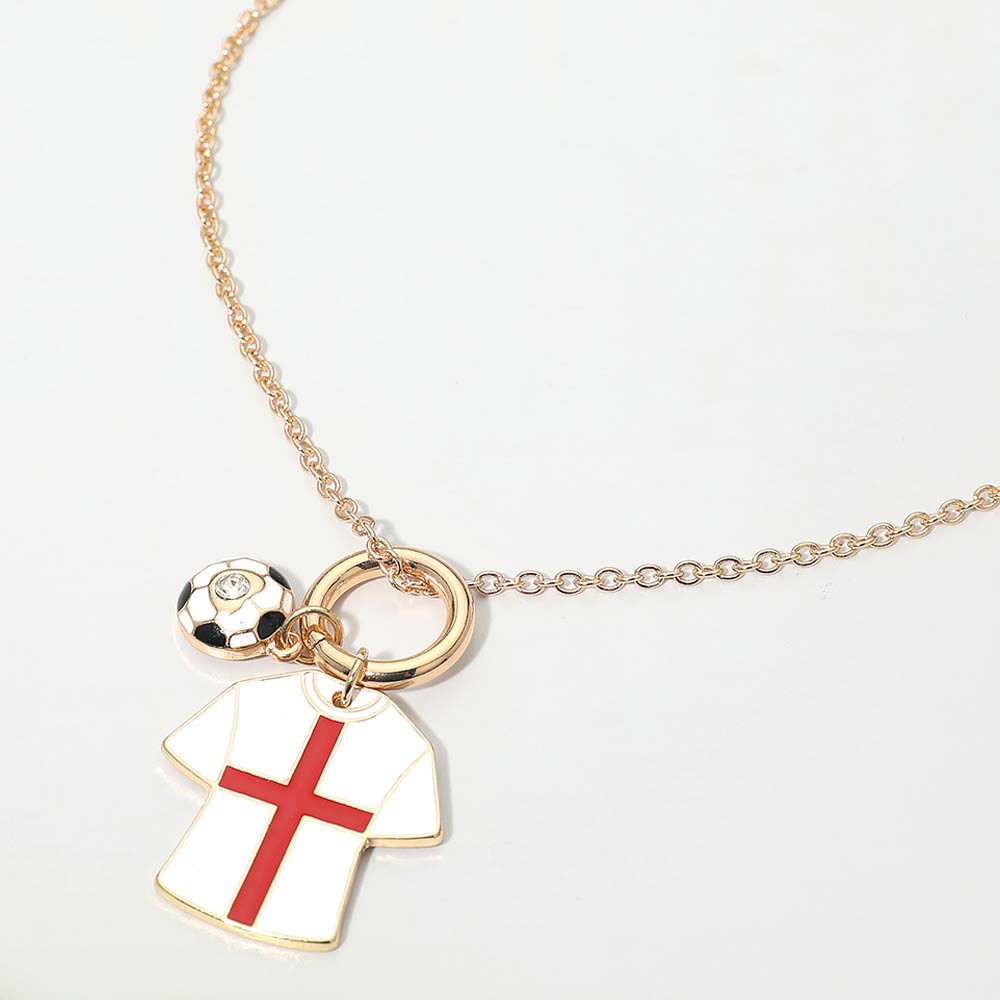 Madeline Love Red, White England Soccer Ball Jersey Charm Toggle Pendant Necklace - Sports & Events