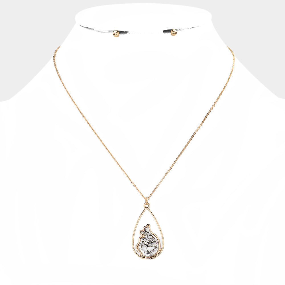 Madeline Love Two Tone Antique Metal Mermaid Pendant Necklace - Necklaces