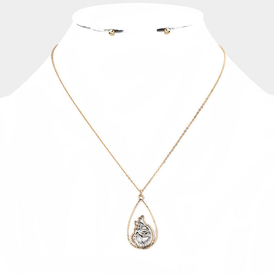 Madeline Love Two Tone Antique Metal Mermaid Pendant Necklace - Necklaces