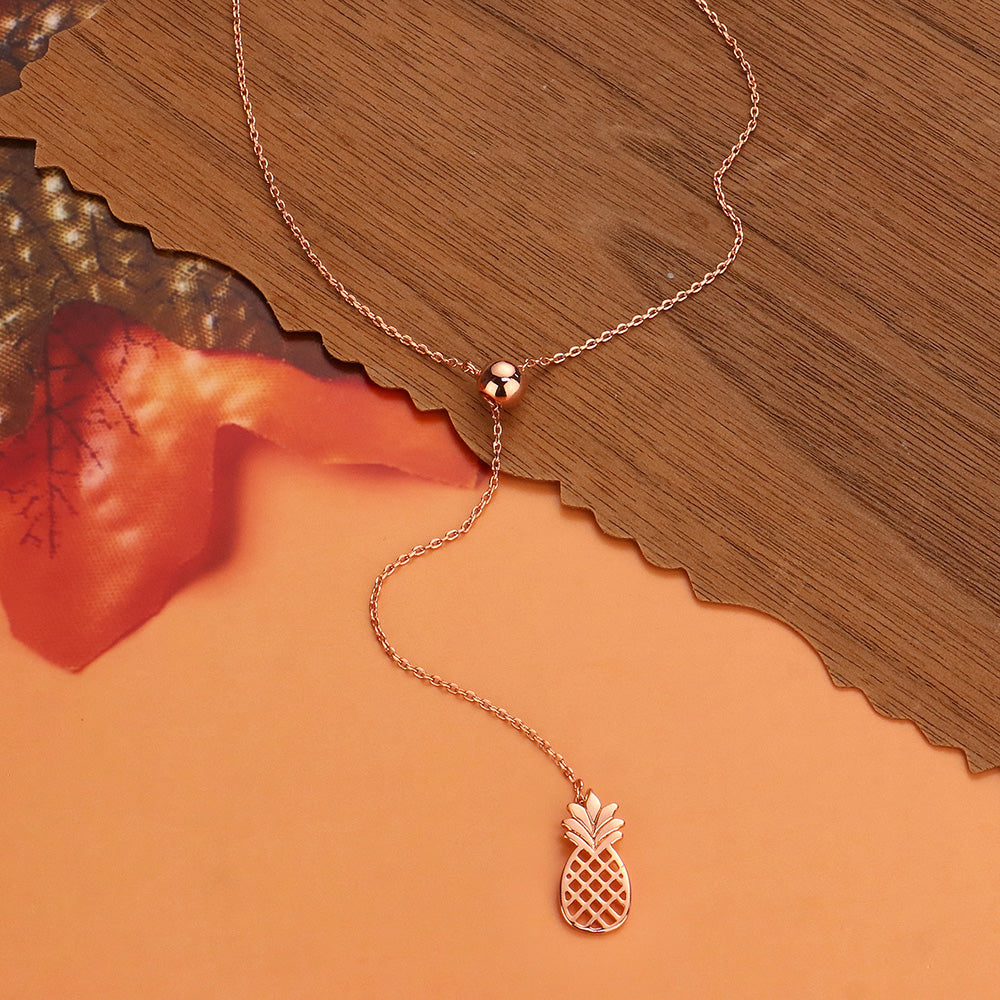 Madeline Love Rose Gold Gold Dipped Metal Pineapple Drop Pendant Y Necklace - Necklaces