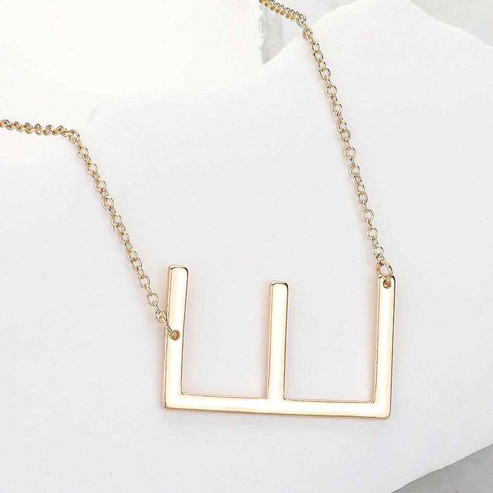 Madeline Love Gold, ~E~ -E- Metal Initial Monogram Pendant Necklace - Necklaces