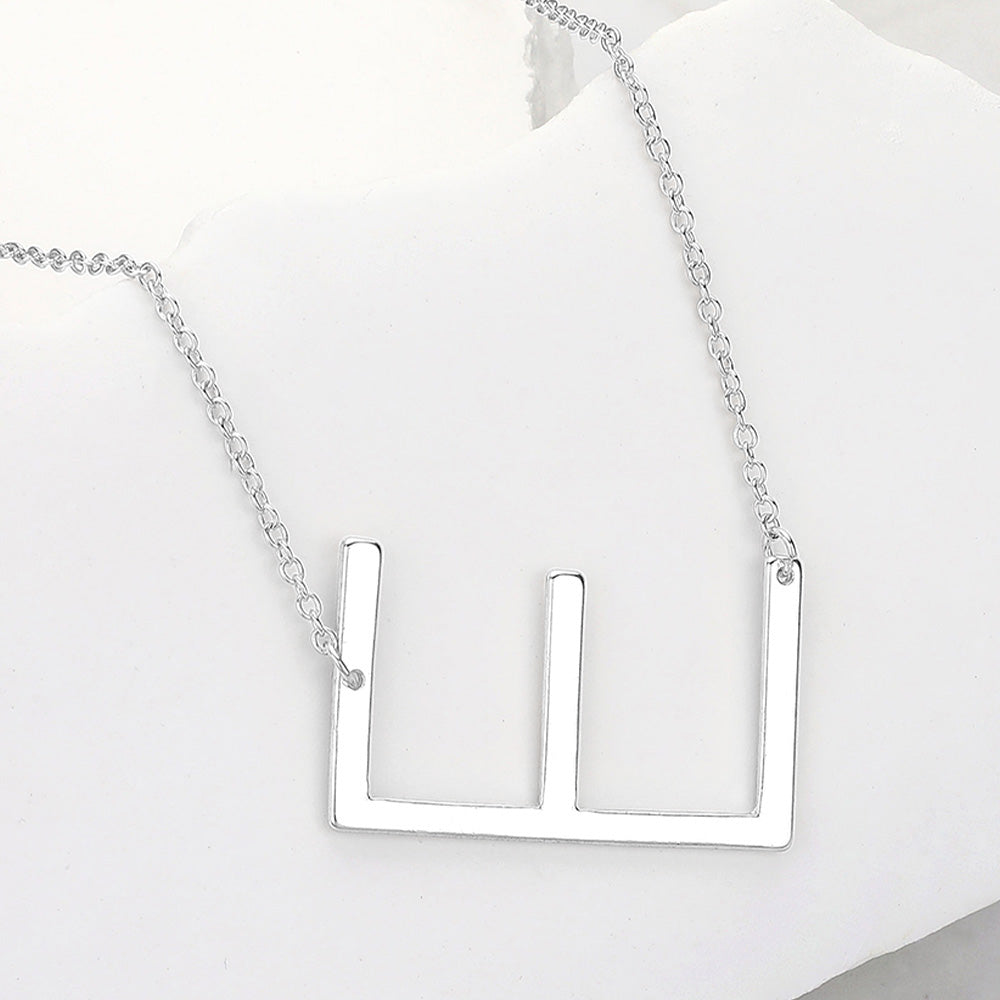 Madeline Love Silver, ~E~ -E- Metal Initial Monogram Pendant Necklace - Necklaces