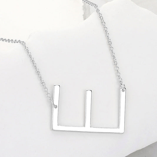 Madeline Love Silver, ~E~ -E- Metal Initial Monogram Pendant Necklace - Necklaces