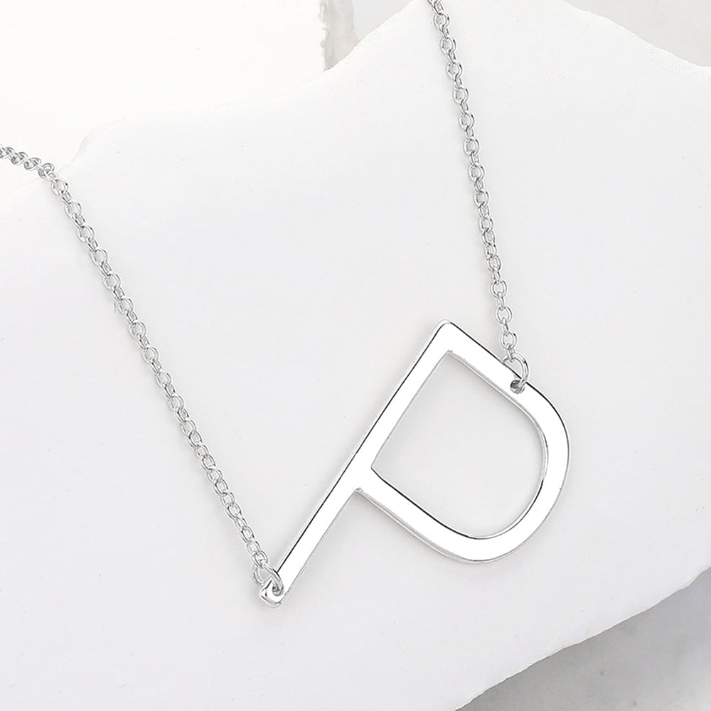Madeline Love Silver, ~P~ -P- Metal Initial Monogram Pendant Necklace - Necklaces