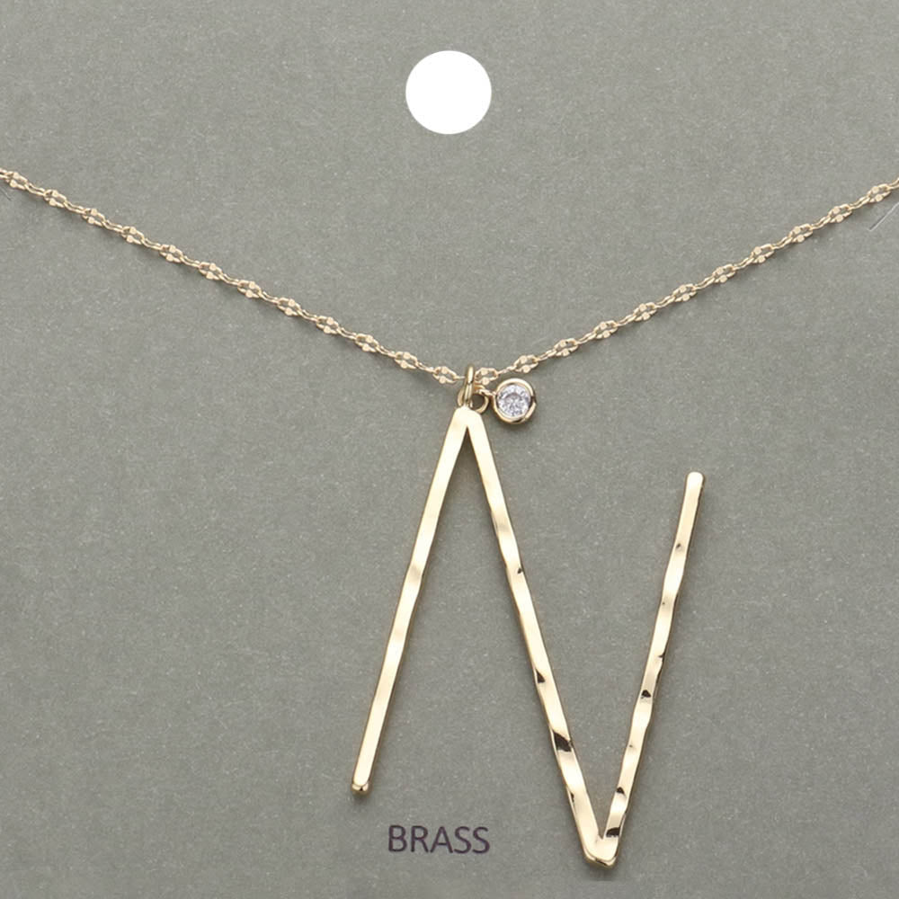 Madeline Love ~N~, Gold -N- Initial Monogram Brass Metal Pendant Necklace - Necklaces