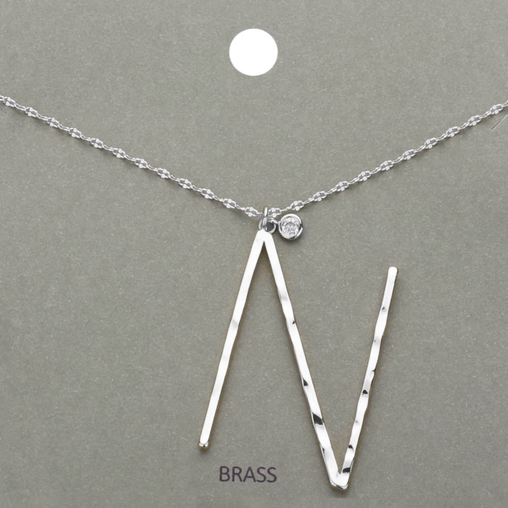 Madeline Love ~N~, Rhodium -N- Initial Monogram Brass Metal Pendant Necklace - Necklaces