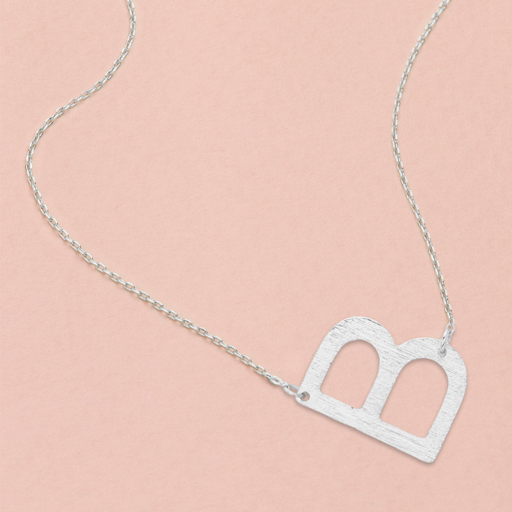 Madeline Love Rhodium, ~B~ -B- White Gold Dipped Initial Monogram Pendant Necklace - Necklaces