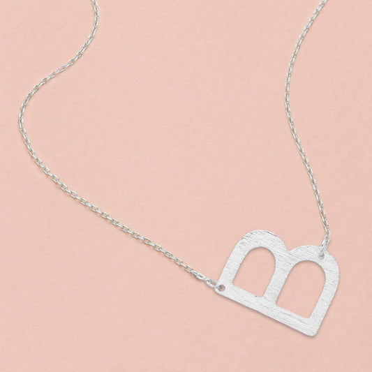 Madeline Love Rhodium, ~B~ -B- White Gold Dipped Initial Monogram Pendant Necklace - Necklaces