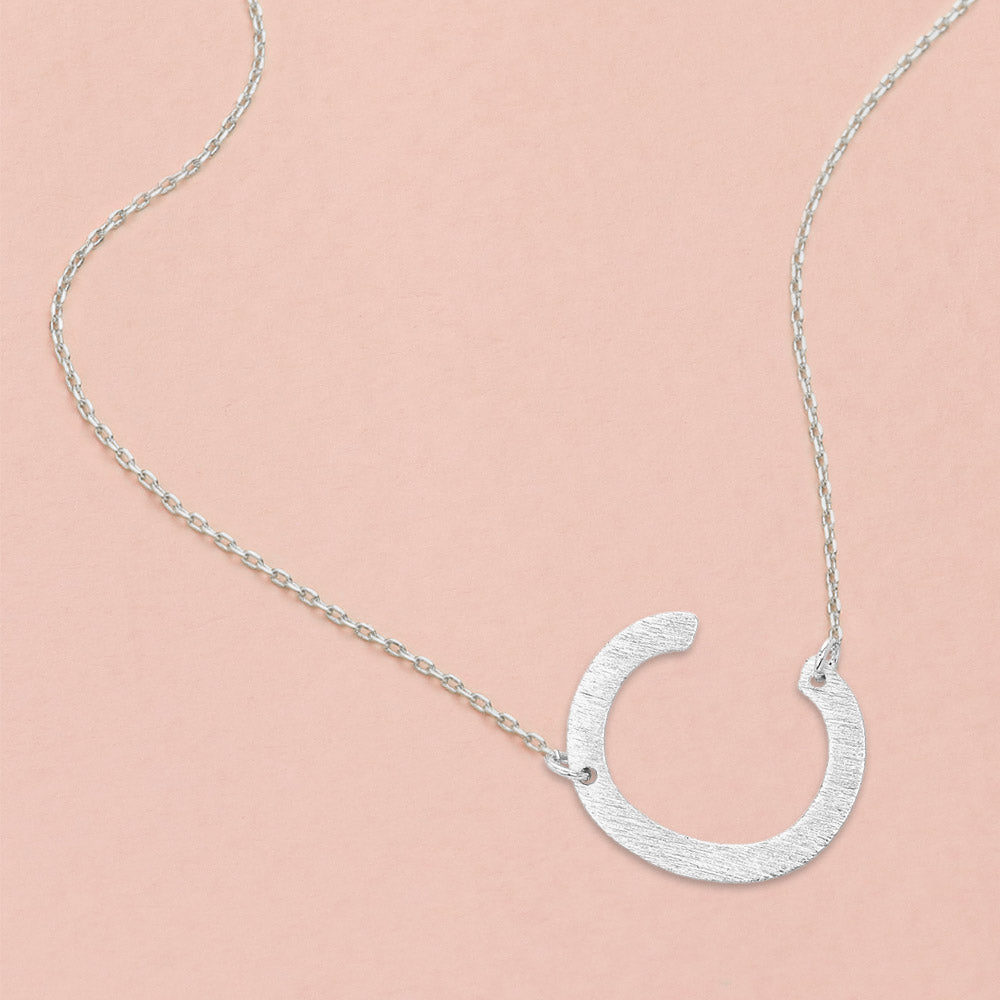 Madeline Love Rhodium, ~C~ -C- White Gold Dipped Initial Monogram Pendant Necklace - Necklaces