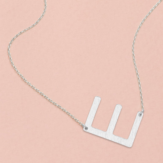 Madeline Love Rhodium, ~E~ -E- White Gold Dipped Initial Monogram Pendant Necklace - Necklaces
