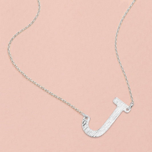 Madeline Love Rhodium, ~J~ -J- White Gold Dipped Initial Monogram Pendant Necklace - Necklaces