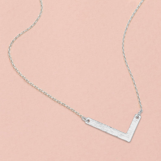 Madeline Love Rhodium, ~L~ -L- White Gold Dipped Initial Monogram Pendant Necklace - Necklaces