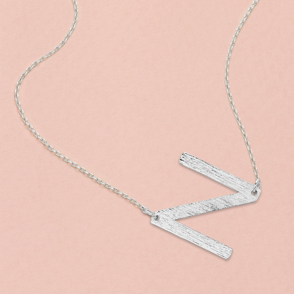Madeline Love Rhodium, ~N~ -N- White Gold Dipped Initial Monogram Pendant Necklace - Necklaces