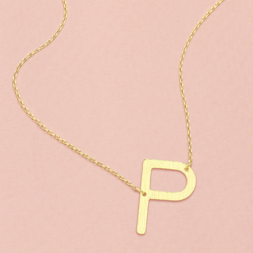 Madeline Love Gold, ~P~ -P- Gold Dipped Initial Monogram Pendant Necklace - Necklaces