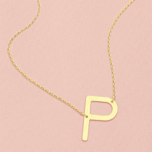 Madeline Love Gold, ~P~ -P- Gold Dipped Initial Monogram Pendant Necklace - Necklaces