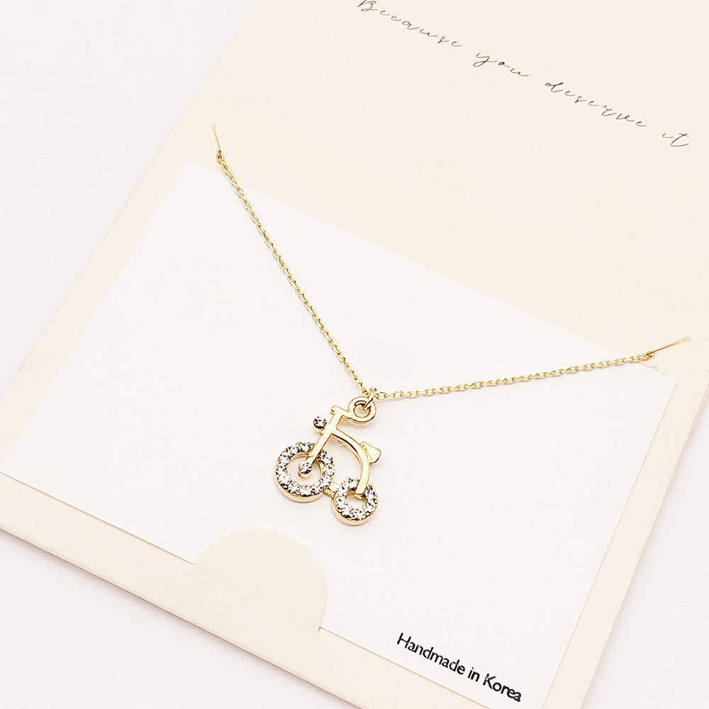 Madeline Love Gold Rhinestone Embellished Bicycle Pendant Necklace - Jewelry