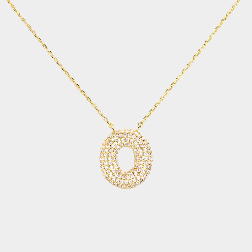 Madeline Love Clear, Gold -O- Gold Dipped CZ Initial Monogram Pendant Necklace - Jewelry
