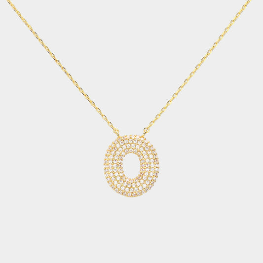 Madeline Love Clear, Gold -O- Gold Dipped CZ Initial Monogram Pendant Necklace - Jewelry